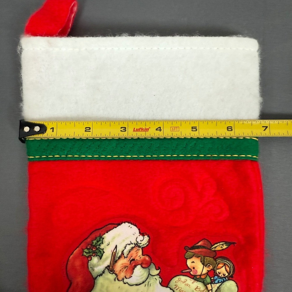 1984 Giordano Art Ltd Christmas Felt Stocking Santa Claus Kittens Dogs Holly Red - Picture 6 of 6